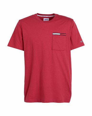 Tommy Jeans Man T-shirt Red Cotton, Polyester Cover