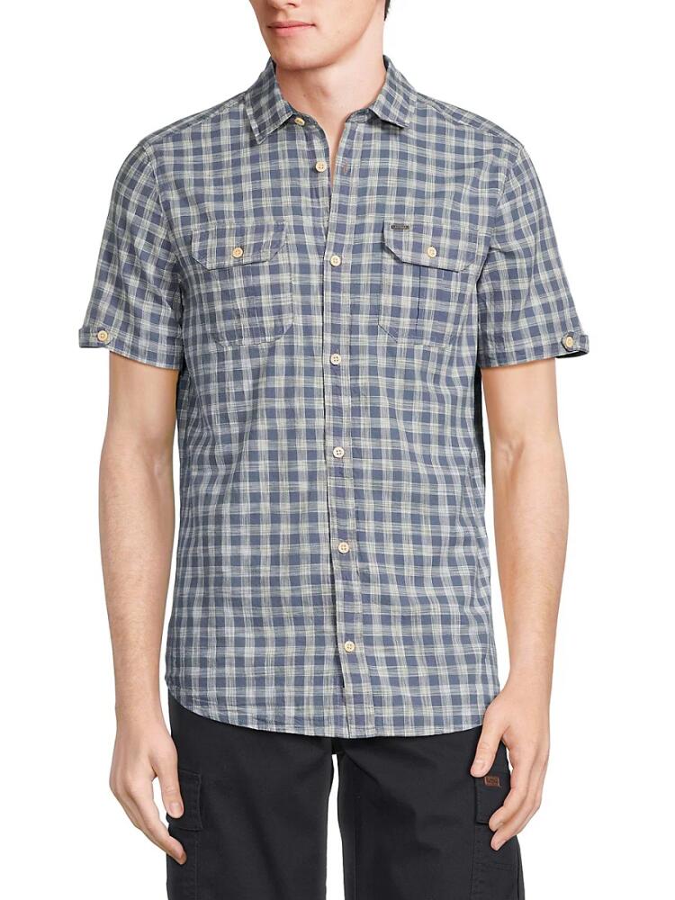 BUFFALO David Bitton Men's Saqui Slim Fit Plaid Button Down Shirt - Blue Mood Cover