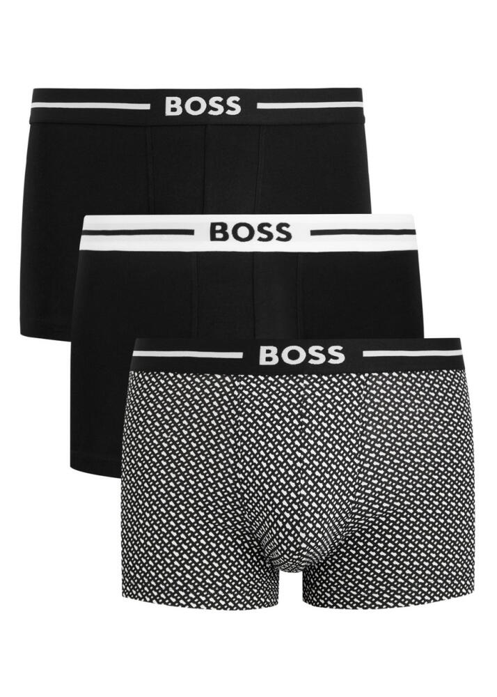 Boss Stretch-cotton Boxer Trunks - set of Three - Black Cover