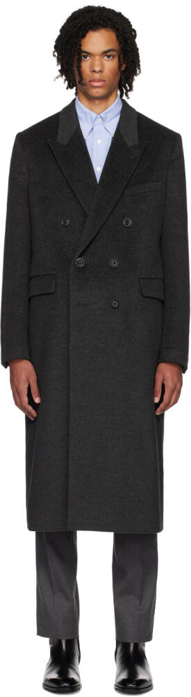 Lardini Black Virgin Wool & Alpaca Coat Cover