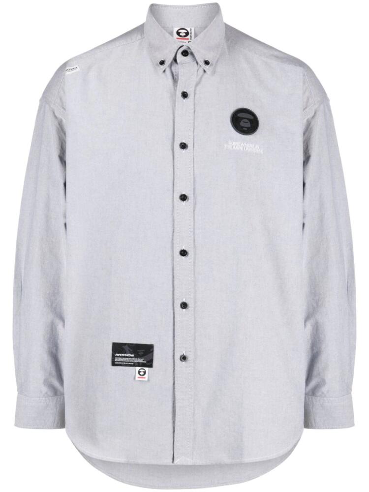 AAPE BY *A BATHING APE® logo-patch cotton shirt - Grey Cover