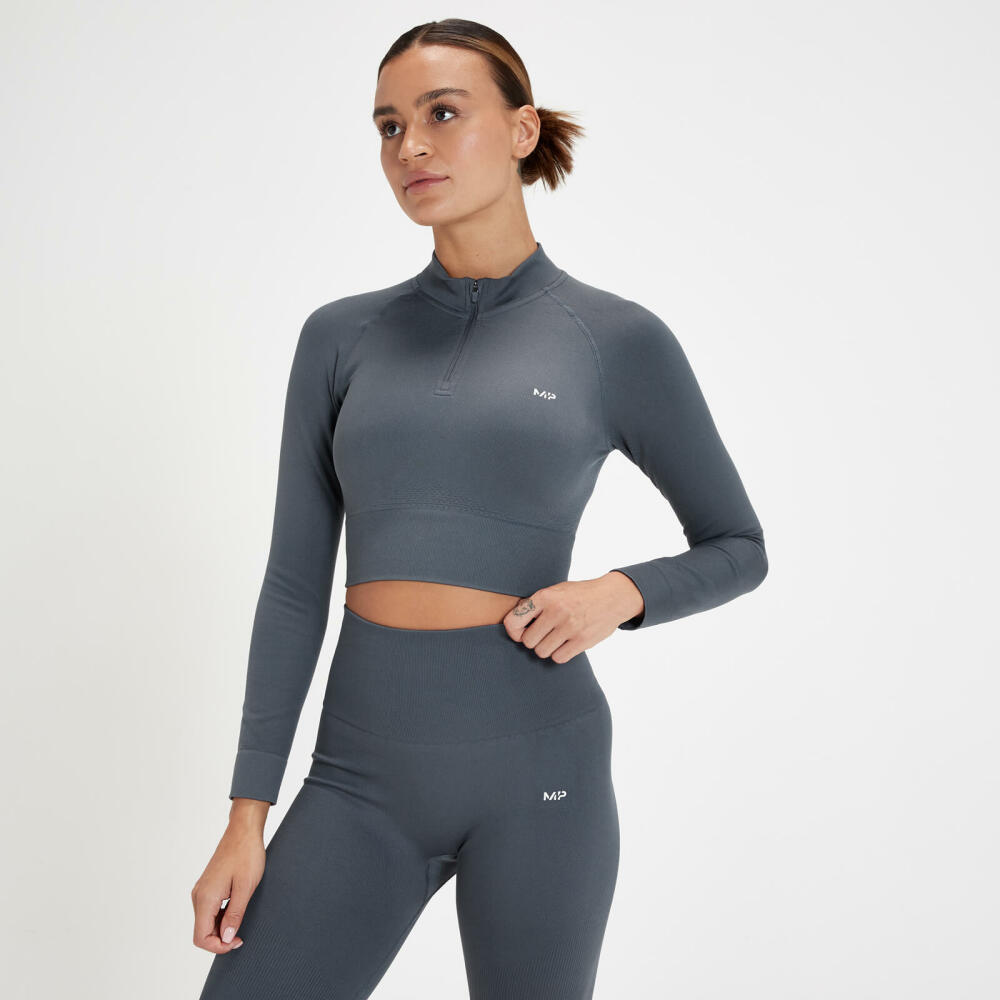 MP Women's Tempo Seamless 1/4 Zip Crop Top - Graphite Cover