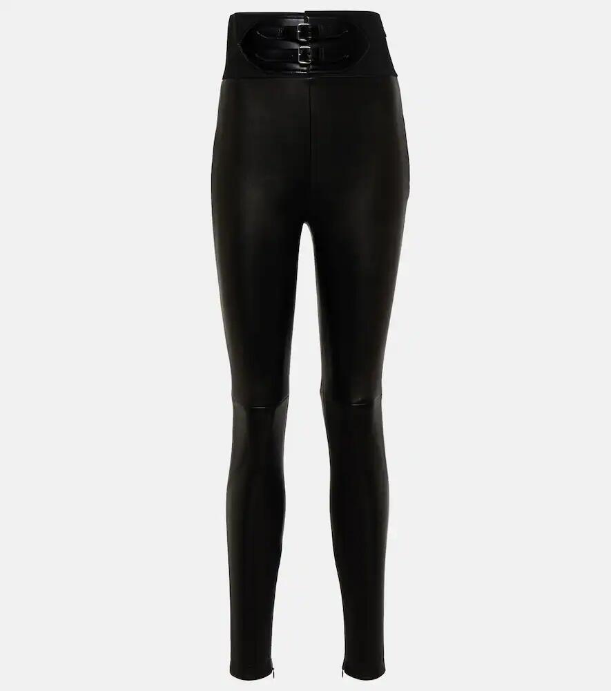 Alaïa Belted high-rise leather leggings Cover