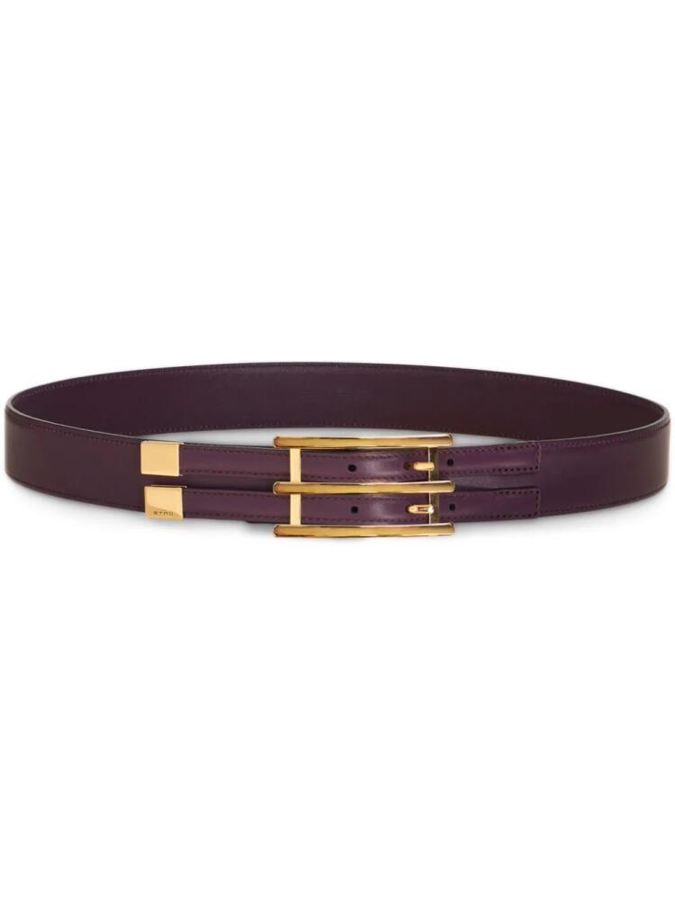 ETRO rectangle-buckle leather belt - Purple Cover