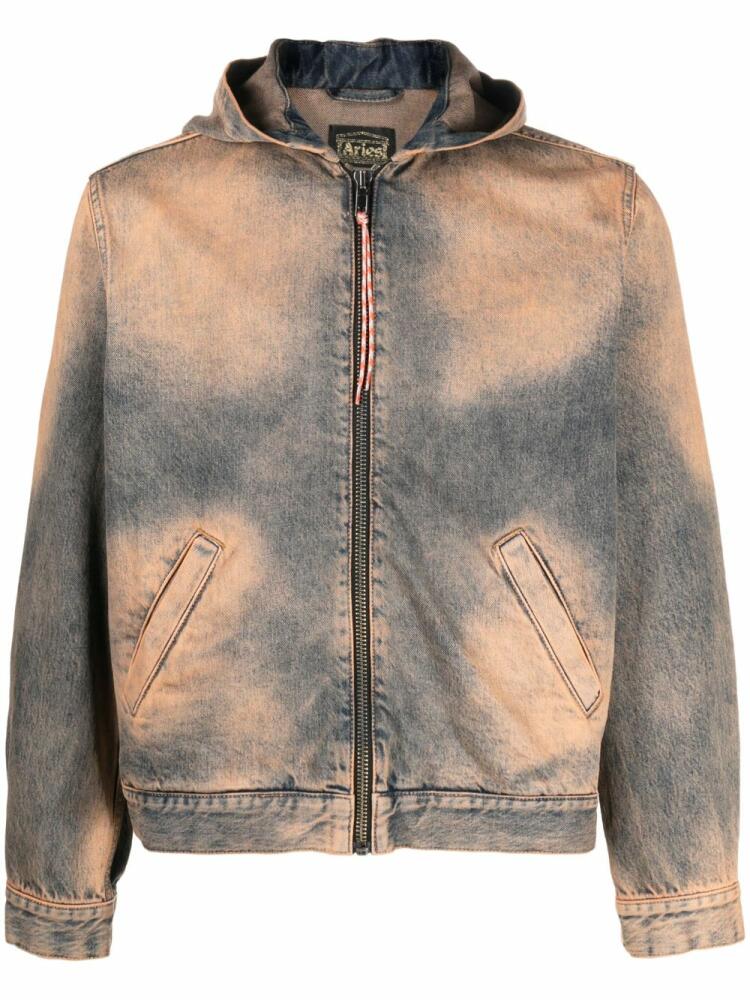 Aries Acid Wash hooded jacket - Neutrals Cover