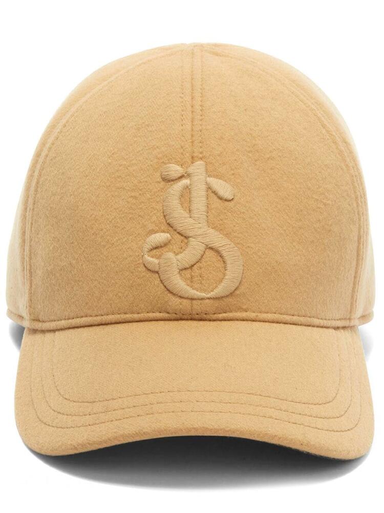 Jil Sander logo-embroidery cashmere baseball cap - Neutrals Cover