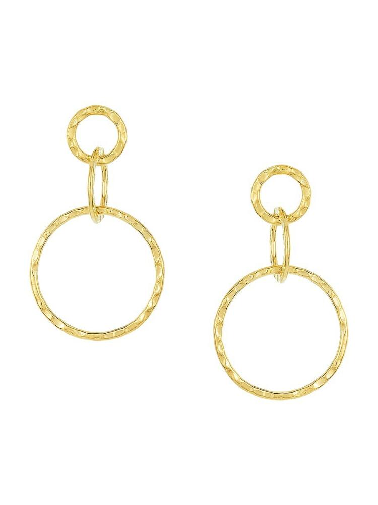 Sterling Forever Women's Hammered Interlocking Hoop Drop Earrings - Gold Cover