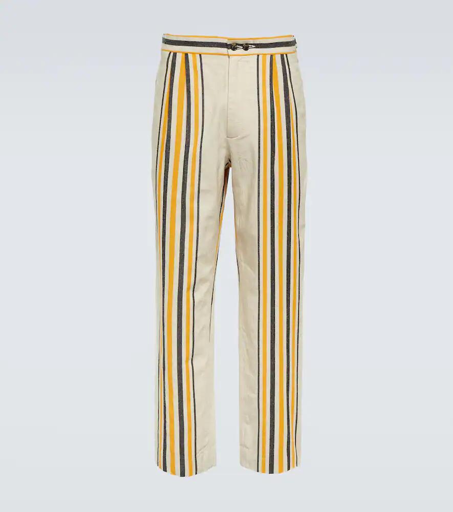 Bode Striped mid-rise cotton straight pants Cover