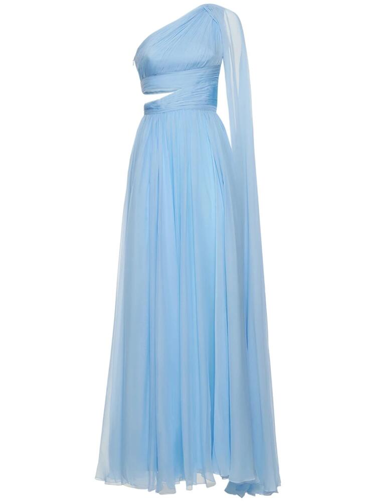 ZUHAIR MURAD One Shoulder Draped Chiffon Long Dress Cover