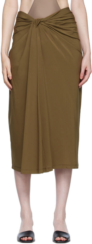 Rosetta Getty SSENSE Exclusive Brown Knotted Midi Skirt Cover