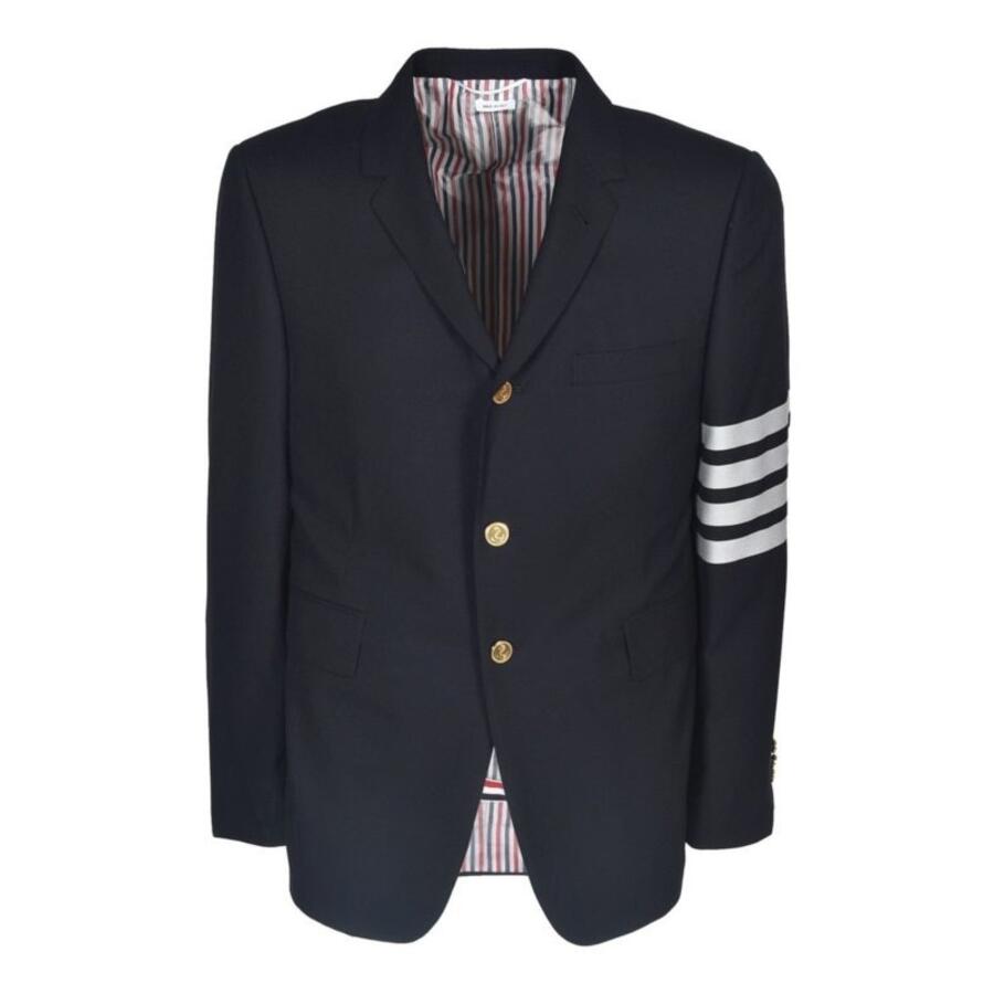 Thom Browne Mens Navy Plain Weave 4-Bar Classic Sport Coat Cover