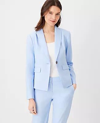 Ann Taylor The Shorter One Button Peak Lapel Blazer in Linen Twill Cover