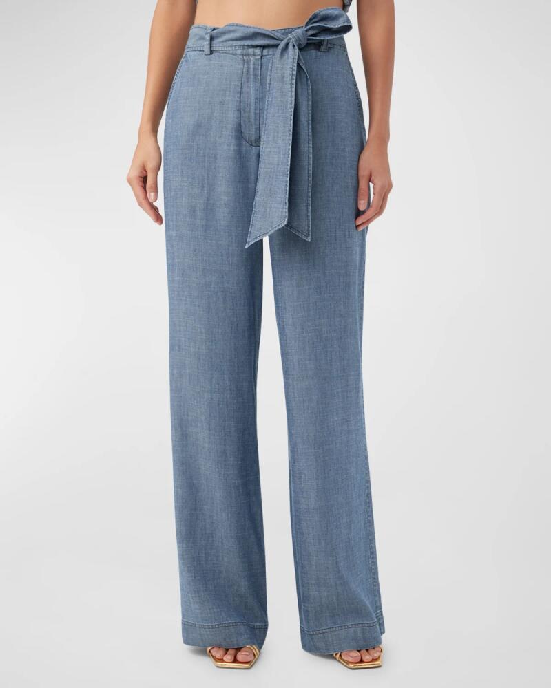 Trina Turk Tonga Wide-Leg Chambray Pants Cover