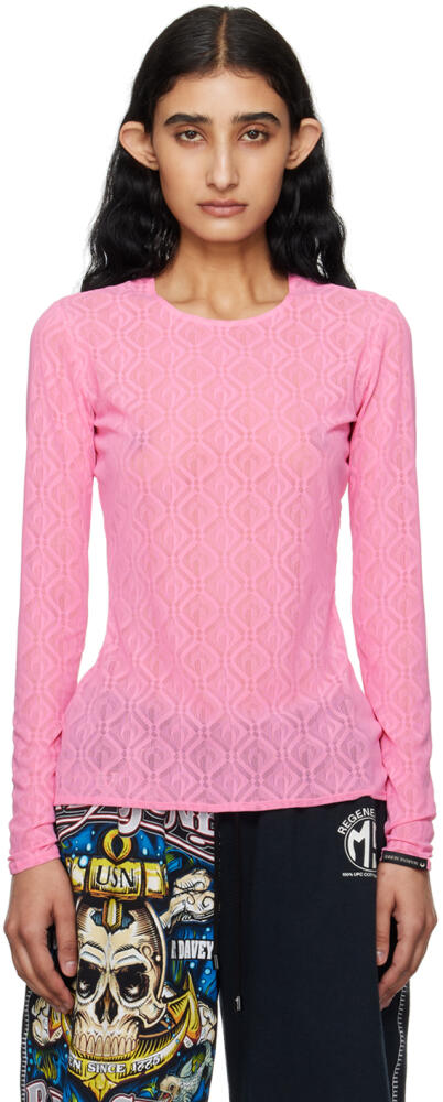 Marine Serre Pink Moon Diamant Long Sleeve T-Shirt Cover