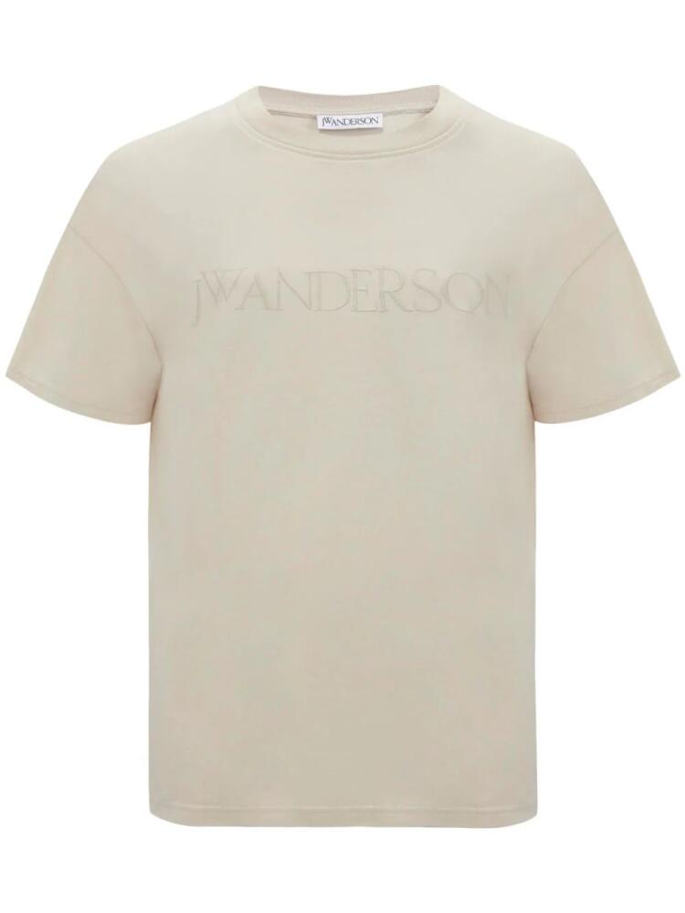 JW Anderson logo-embroidered cotton T-shirt - Neutrals Cover