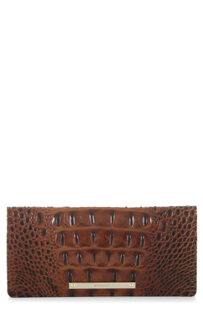 Brahmin 'Ady' Croc Embossed Continental Wallet in Pecan Cover