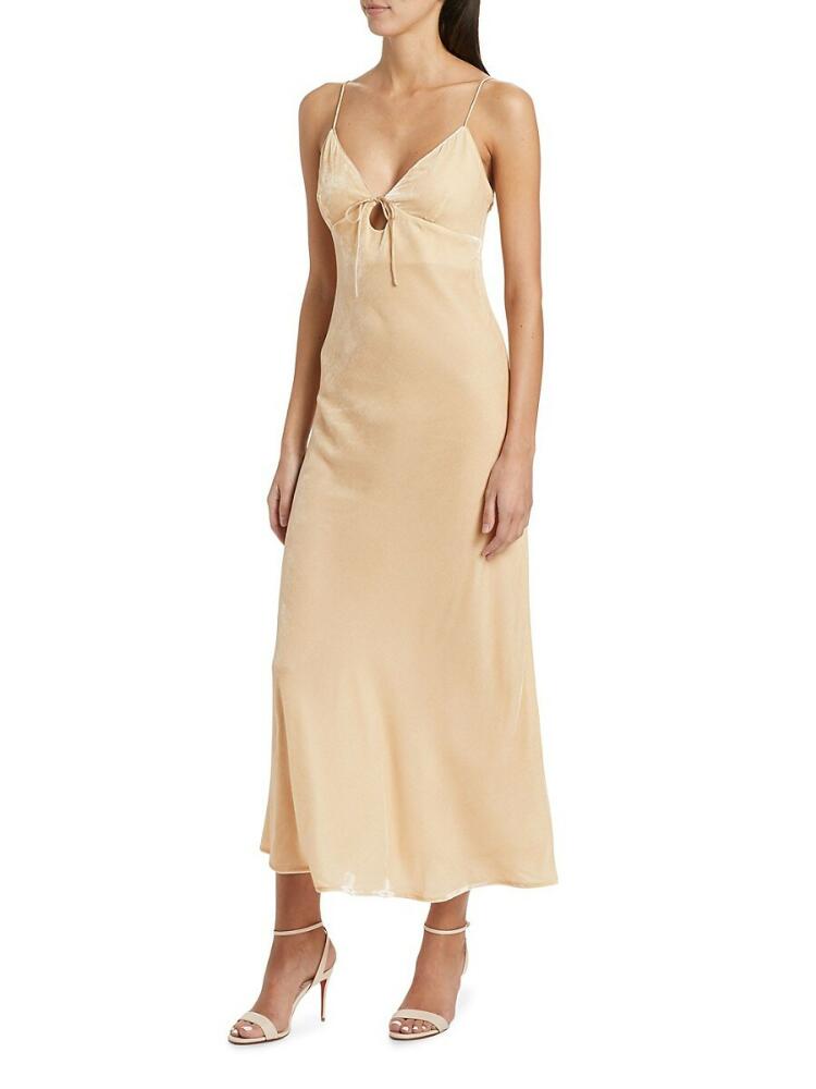 susana monaco Women's Velvet Silk Blend Cutout Maxi Slip Dress - Belgian Creme Cover