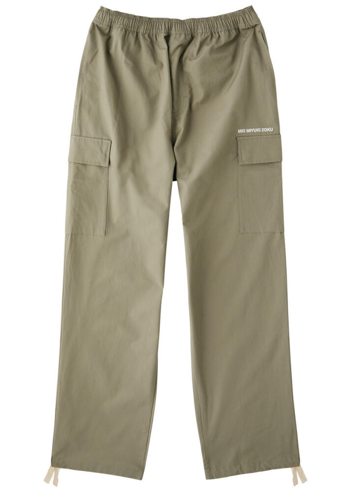 Mki Miyuki Zoku Logo-embroidered Ripstop Cotton Cargo Trousers - Sage Cover