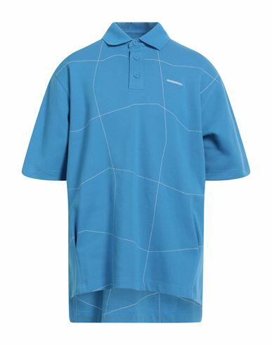 Ader Error Man Polo shirt Azure Cotton, Polyester Cover