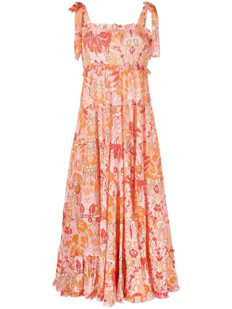 ZIMMERMANN Violet floral-print midi dress - Orange Cover