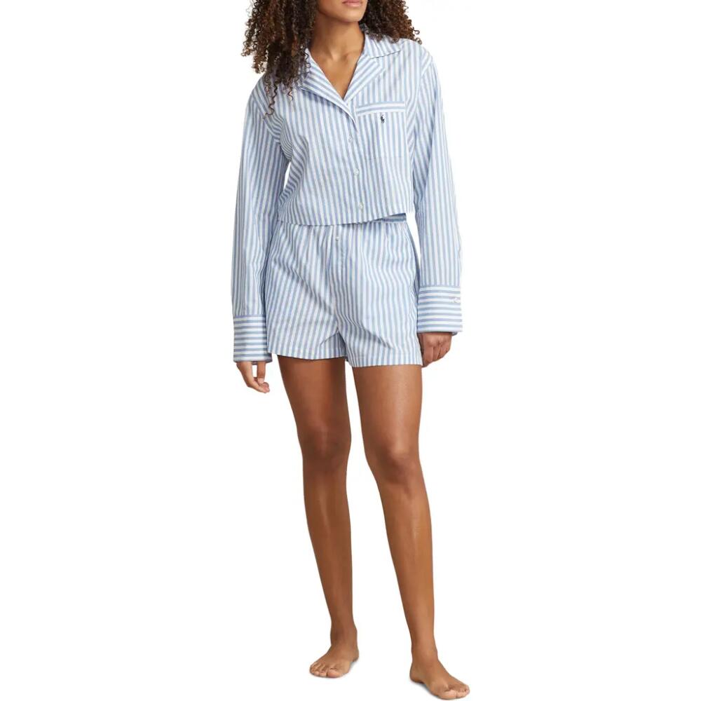 Polo Ralph Lauren Crop Cotton Poplin Short Pajamas in Wide Stripes Cover