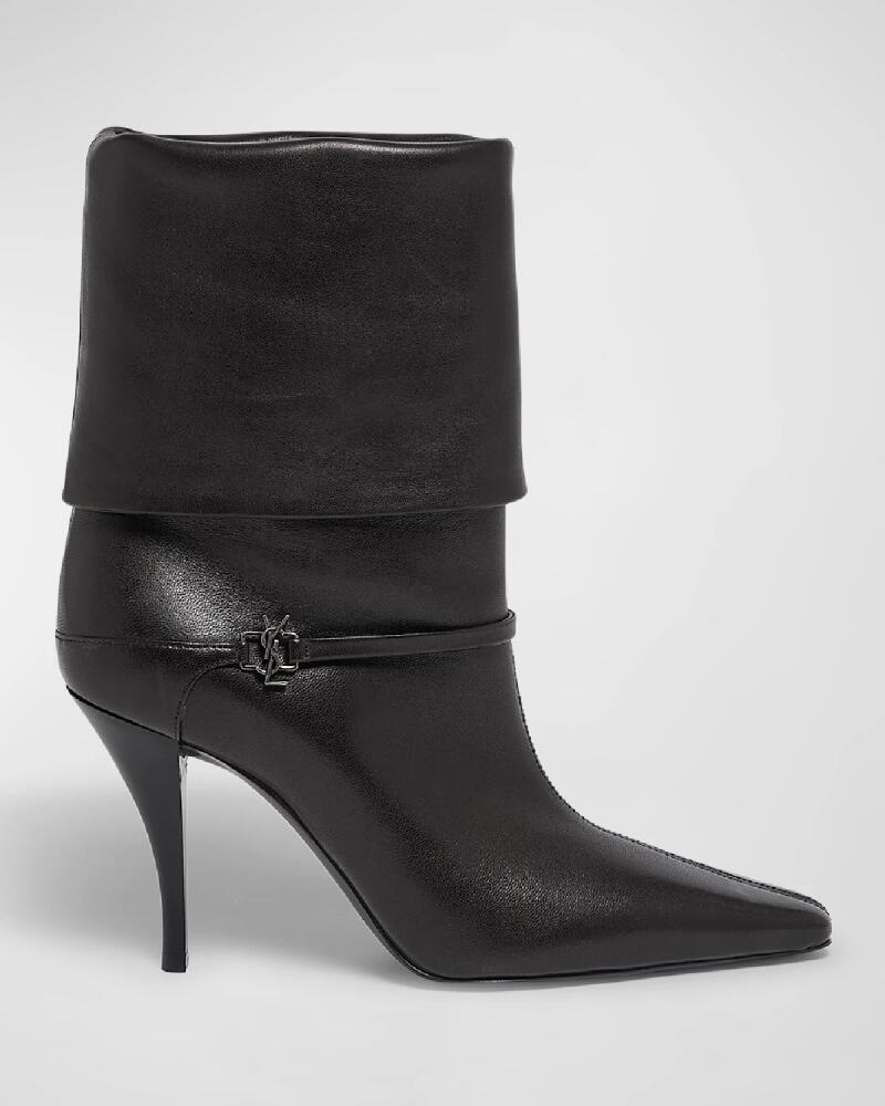 Saint Laurent Niki Leather YSL Buckle Ankle Booties Cover