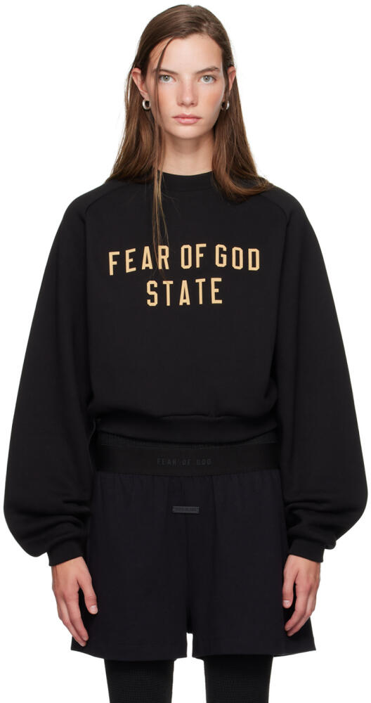 Fear of God ESSENTIALS Black Cropped Crewneck Sweatshirt Cover