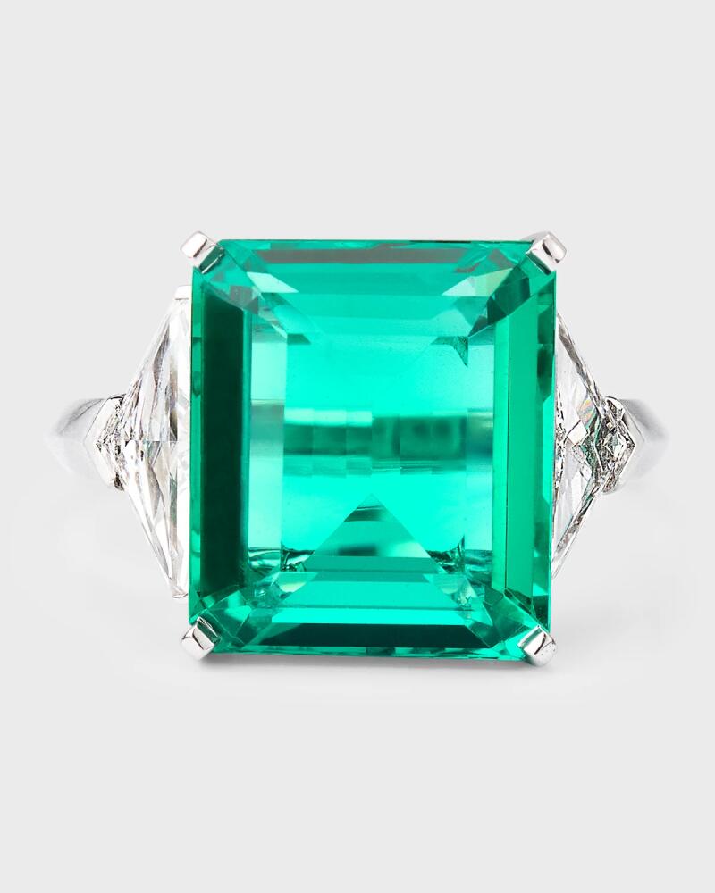 NM Estate Cerro Estate Square Emerald and Triangle Diamond Ring, Size 5.75 Cover