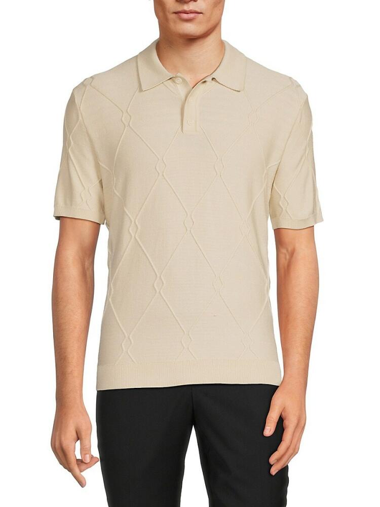 Tahari Men's Piped Polo Sweater - Sandy Beige Cover