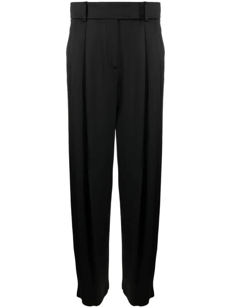 Giorgio Armani pleat-detail wide-leg silk trousers - Black Cover