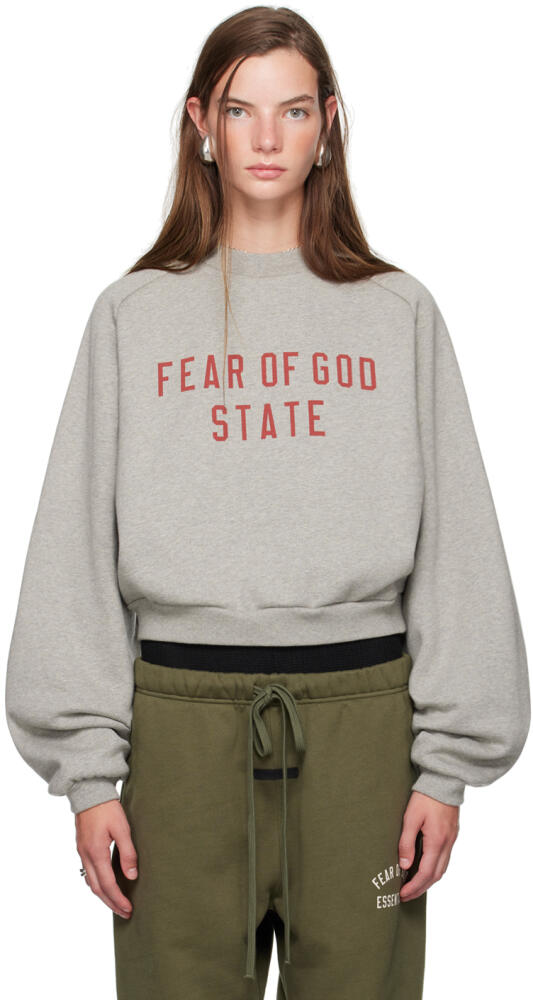 Fear of God ESSENTIALS Gray Cropped Crewneck Sweatshirt Cover