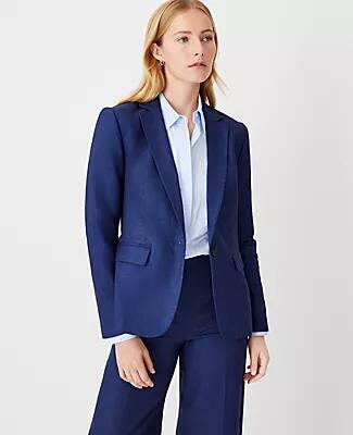 Ann Taylor The Petite One Button Notched Blazer in Linen Cotton Cover