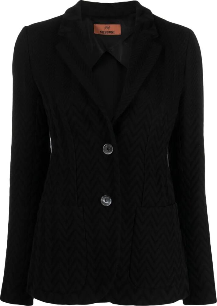 Missoni zigzag crochet-knit single-breasted blazer - Black Cover