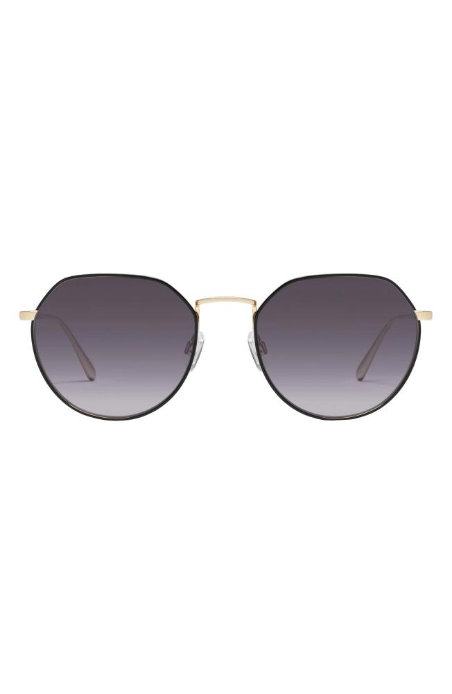 Quay Australia Rooftop 50mm Polarized Round Sunglasses in Black Gold/Smoke Cover