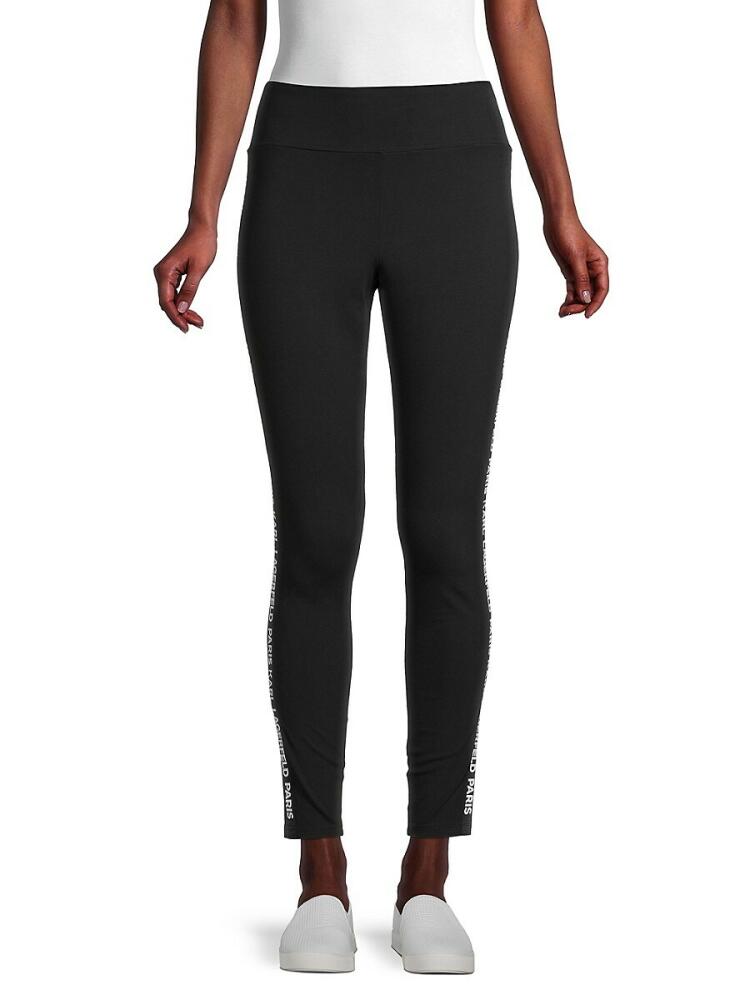 Karl Lagerfeld Paris Women's Logo Tape Skinny Leggings - Black Cover