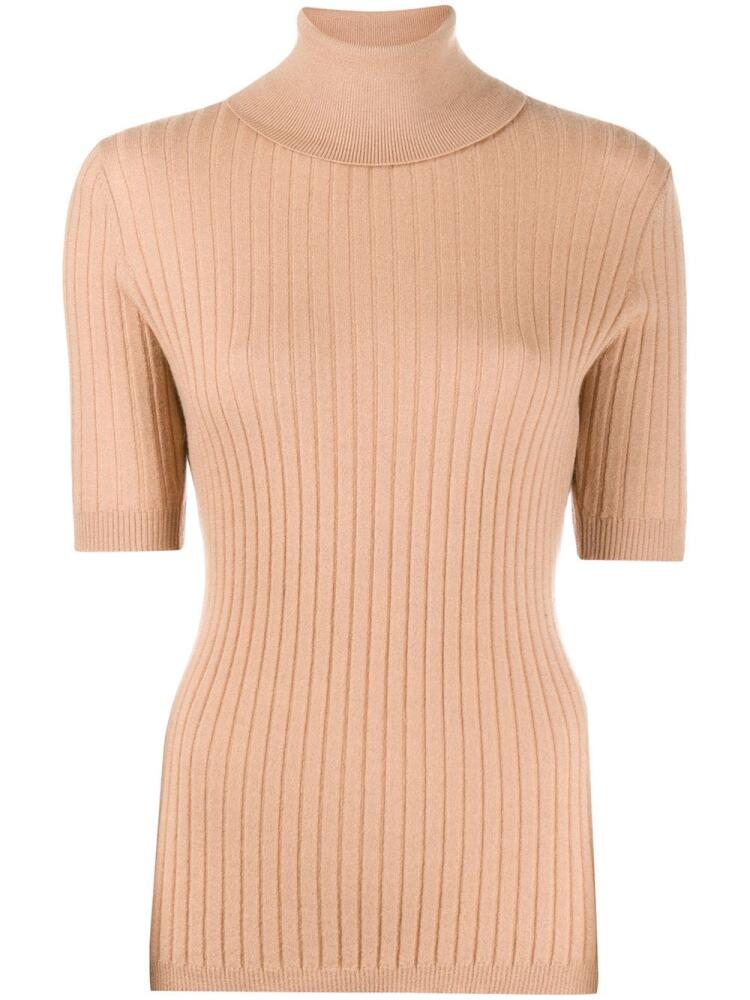 Cashmere In Love ribbed roll-neck Victoria sweater - Neutrals Cover