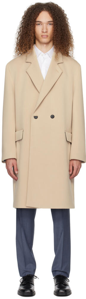 Hugo Beige Double-Breasted Coat Cover