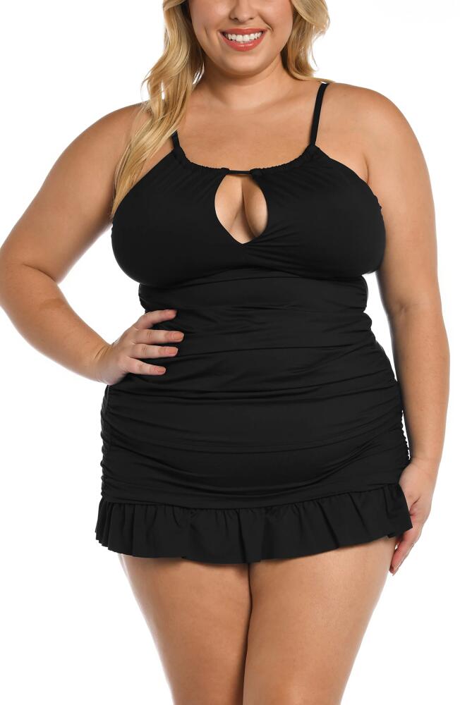 La Blanca Island Goddess Keyhole Tankini Swim Top in Black Cover