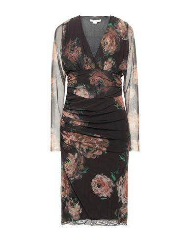 Seventy Sergio Tegon Woman Midi dress Dark brown Polyamide, Elastane Cover