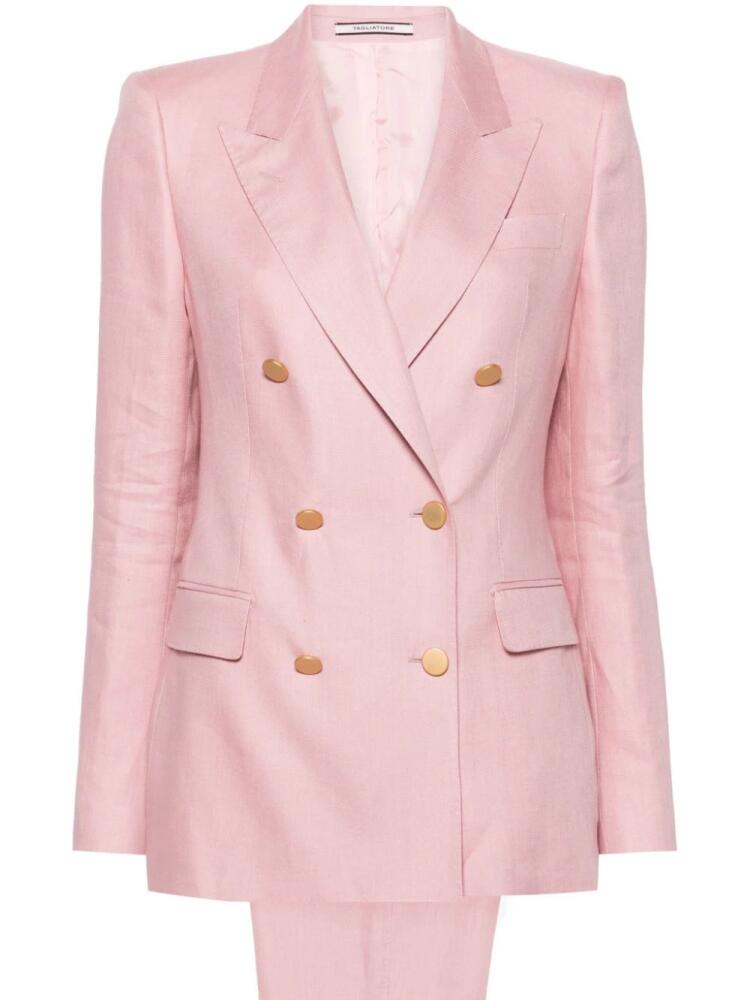 Tagliatore double-breasted linen suit - Pink Cover