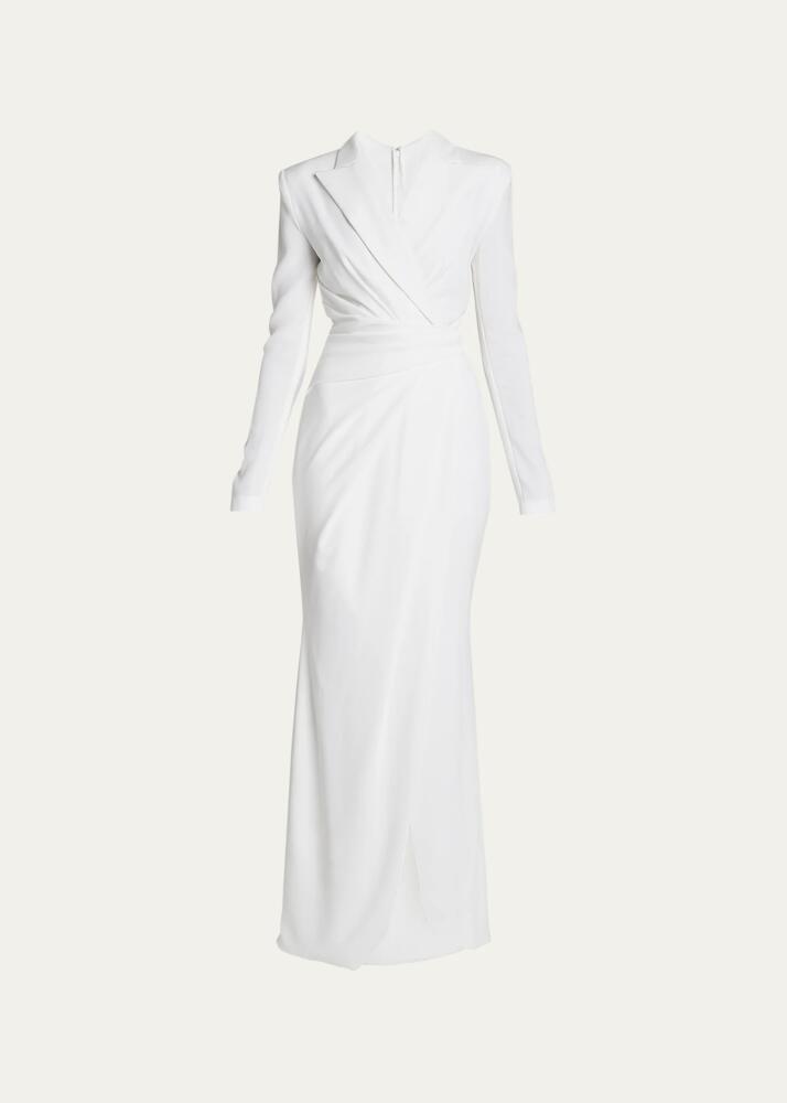 Talbot Runhof Long Collared Stretch Crepe Dress Cover