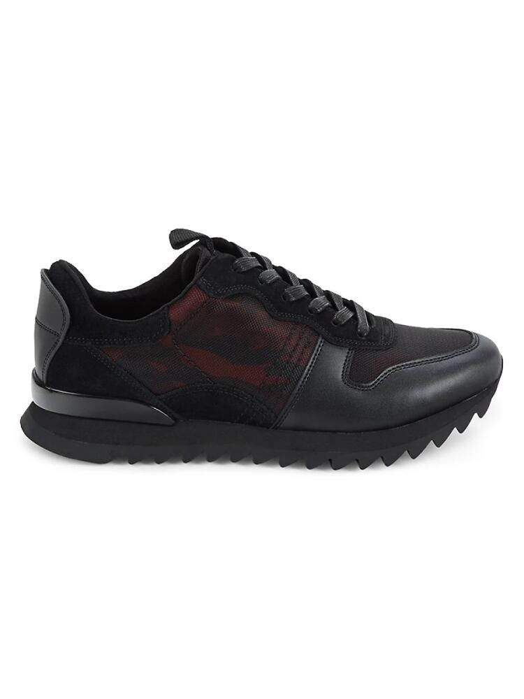 Karl Lagerfeld Paris Men's Camo Low Top Mix Media Running Sneakers - Black Red Cover