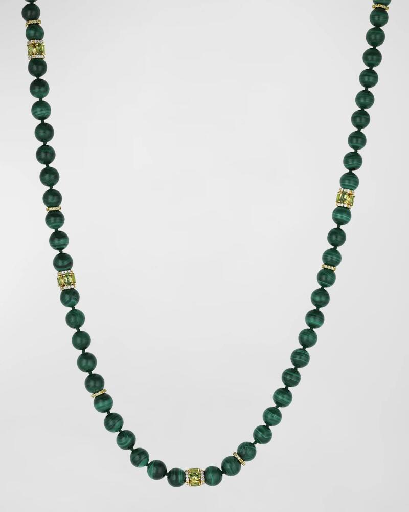 Miseno Procida 18K Yellow Gold Long Necklace with Peridot, Diamonds and Malachite Cover