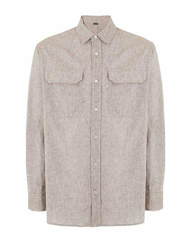 8 By Yoox Linen-cotton Patch-pocket L/sleeve Shirt Man Shirt Light brown Linen, Cotton Cover