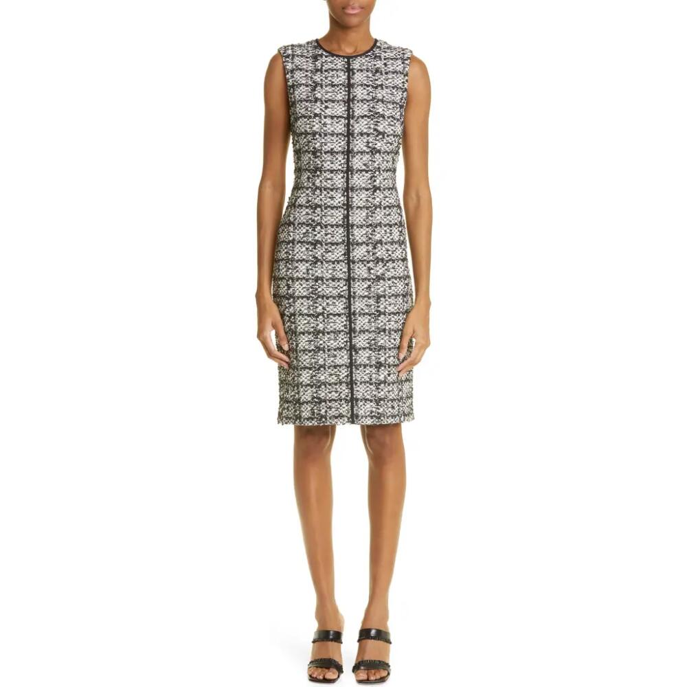 St. John Collection Jared Bouclé Tweed Sheath Dress in Ecru/Black Cover