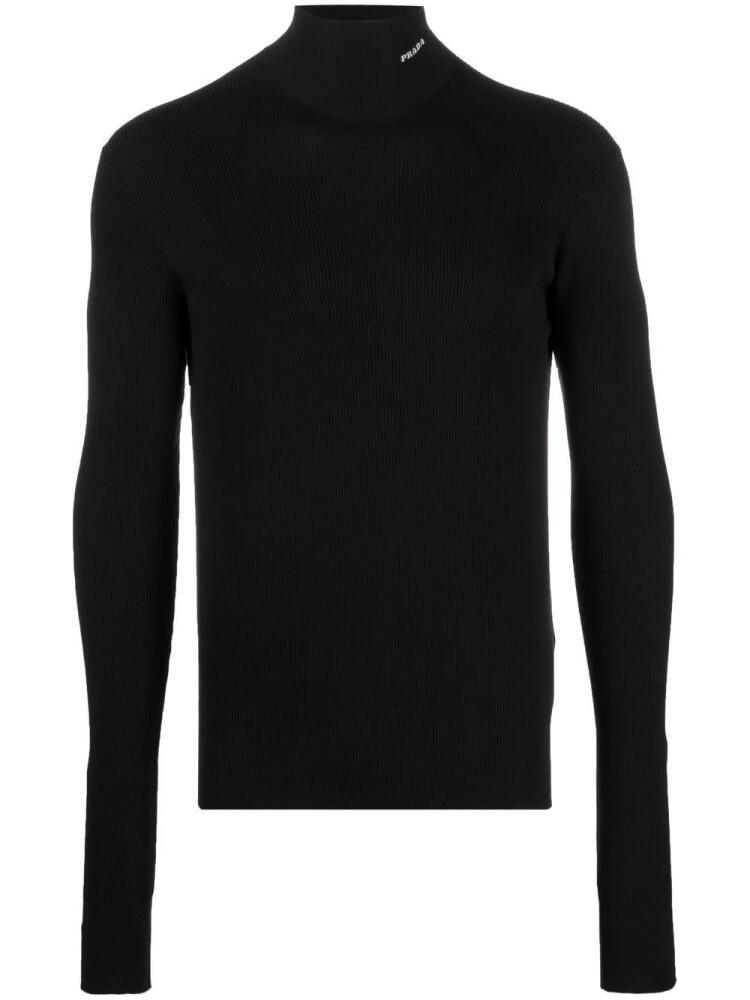 Prada slim-fit cotton roll neck jumper - Black Cover