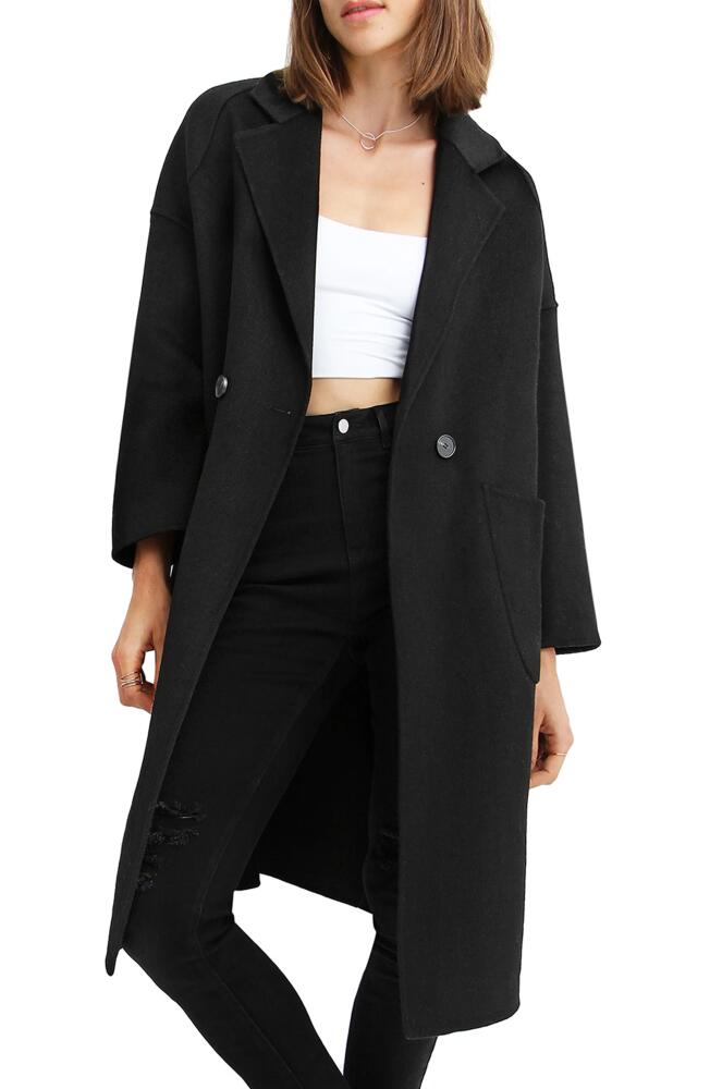 Belle & Bloom Publisher Double Breasted Wool Blend Coat in Black Cover