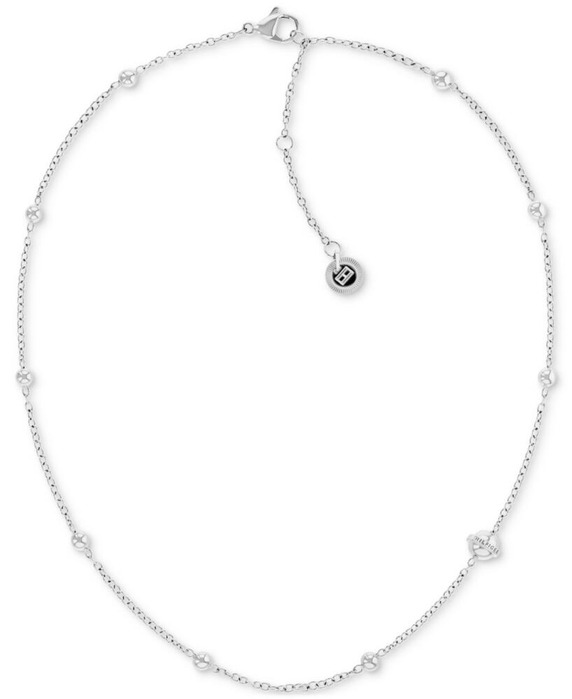 Tommy Hilfiger Stainless Steel Metallic Orb Station Necklace, 16" + 2" extender - Silver Cover