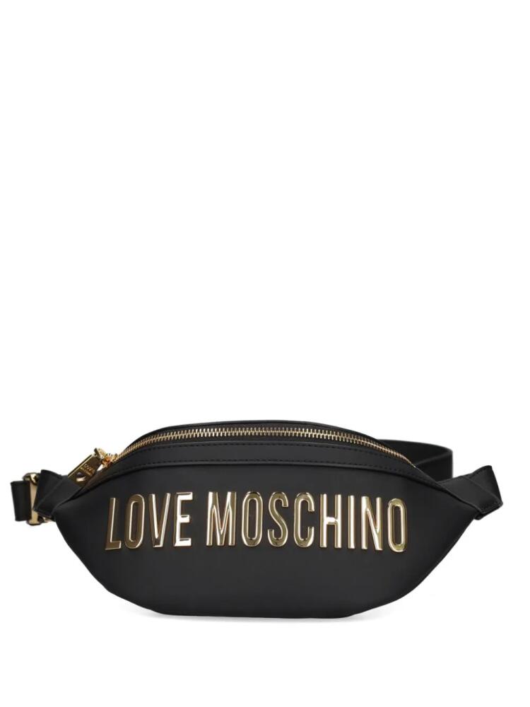 Love Moschino logo-lettering belt bag - Black Cover