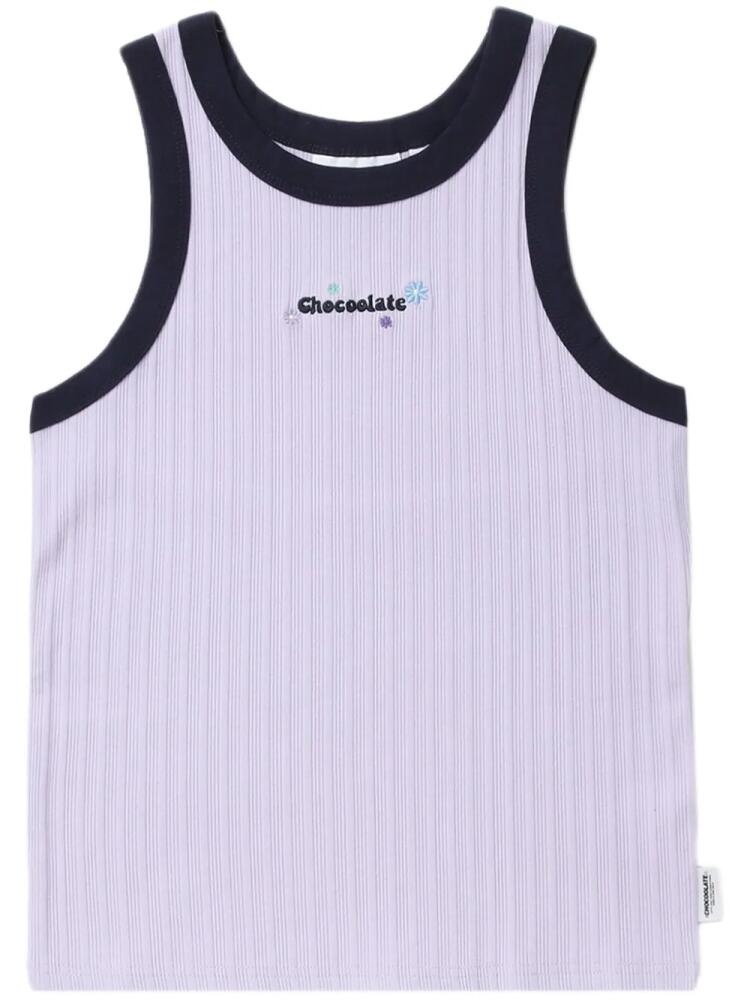 CHOCOOLATE logo-embroidered ribbed tank top - Purple Cover